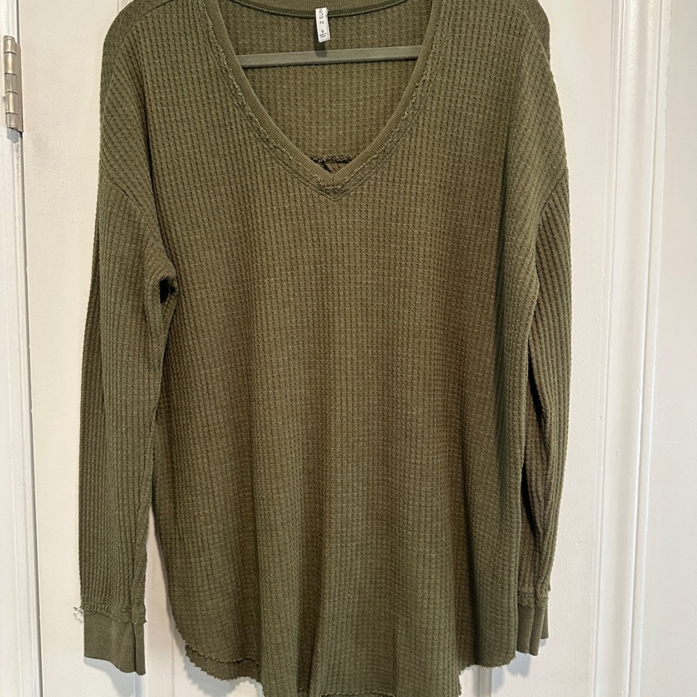 Z Supply Green Waffle Knit Relaxed Tunic